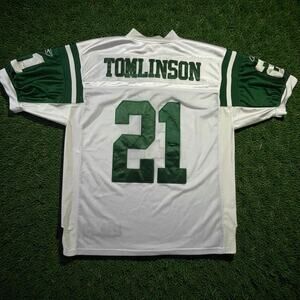 VTG Ladanian Tomlinson #21 NFL New York Jets Away White Jersey Size 50 Stitched
